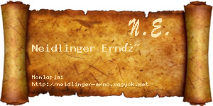 Neidlinger Ernő névjegykártya